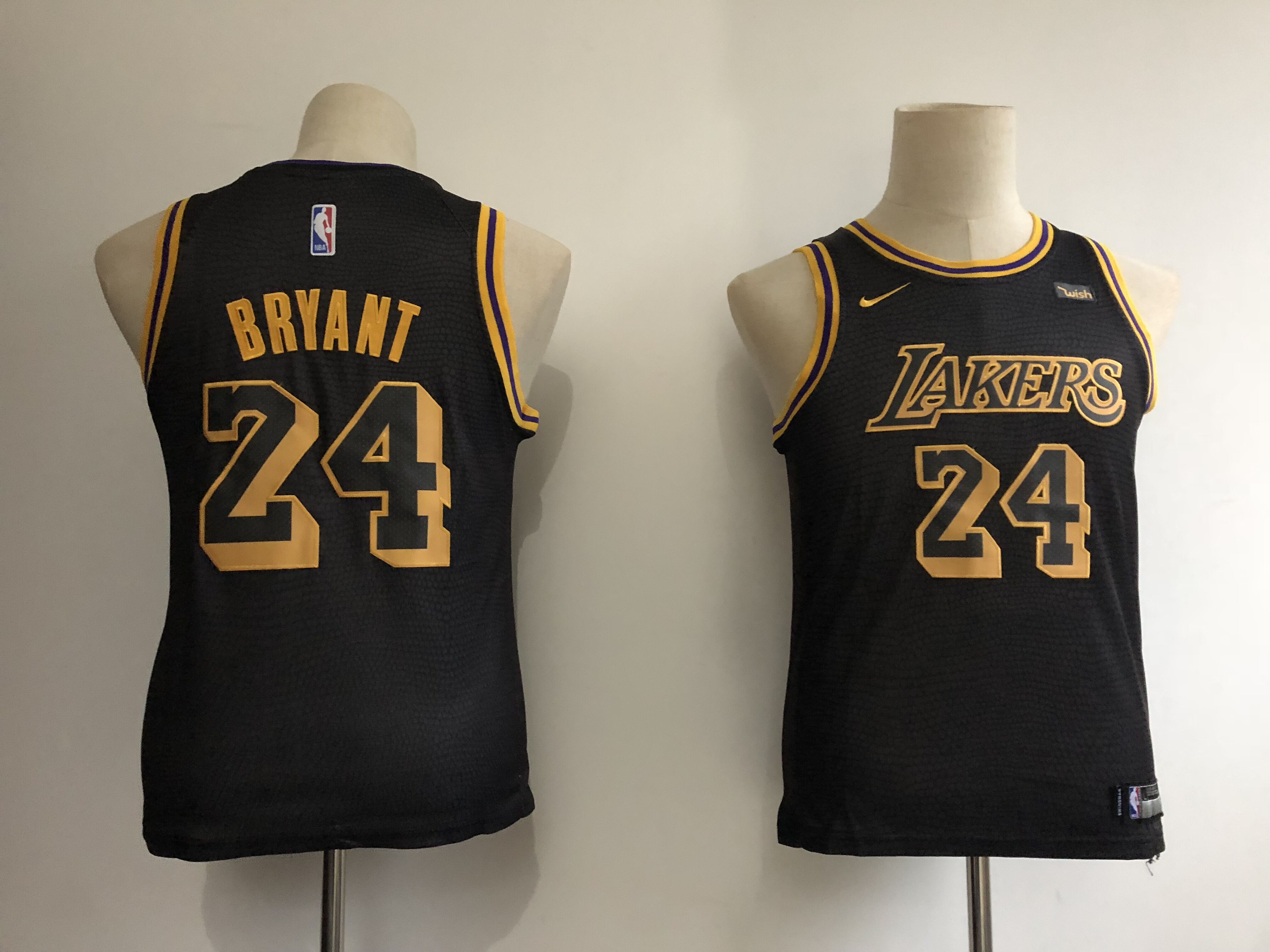 2020 Youth Los Angeles Lakers #24 Bryant black city edition game Nike NBA jersey